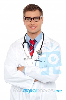 Portrait Of Confident Male Doctor Stock Photo