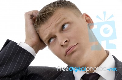 Portrait Of Confused Businessman Stock Photo
