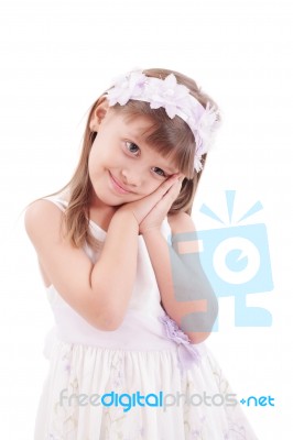 Portrait Of Cute Smiling Little Girl Stock Photo