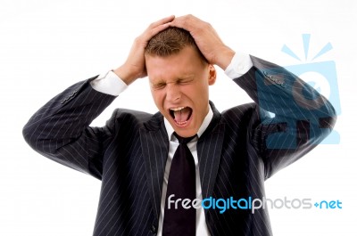 Portrait Of Depressed Businessman Stock Photo