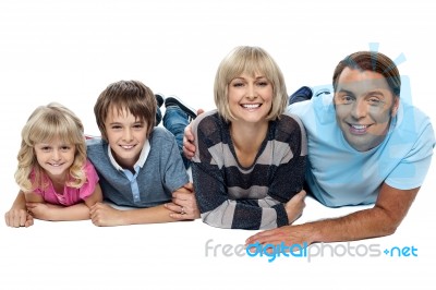 Portrait Of Happy Family With Two Children Stock Photo