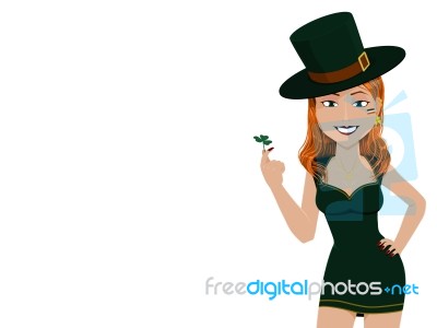 Portrait Of Irish Girl On Transparent Background Stock Image