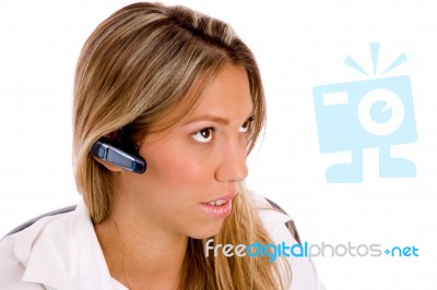 Portrait Of Service Provider With Bluetooth Device Stock Photo
