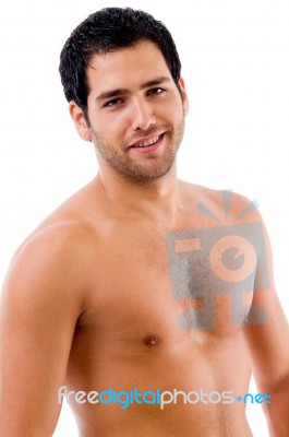 Portrait Of Shirtless Male Stock Photo