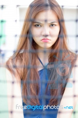 Portrait Of Thai Adult Beautiful Girl Relax And Smile Stock Photo