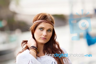 Portrait Of Young Hippie Girl Stock Photo