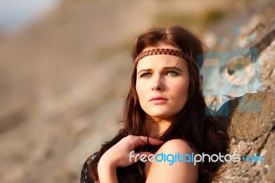 Portrait Of Young Hippie Girl Stock Photo