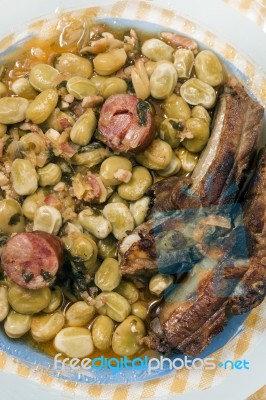 Portuguese Faba Beans Meal Stock Photo