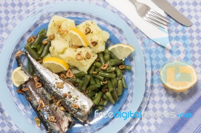 Portuguese Mackerel Fish Meal Stock Photo