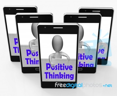 Positive Thinking Sign Shows Optimistic And Good Thoughts Stock Image