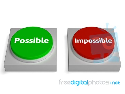 Possible Impossible Buttons Shows Optimist Or Pessimist Stock Image