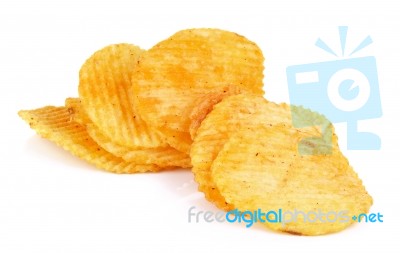 Potato Chips Isolated On White Background Stock Photo