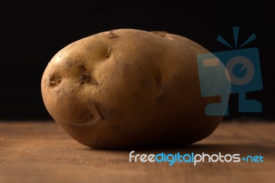 Potato Still Life Wood Black Background Stock Photo