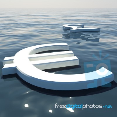 Pound And Euro Floating On Sea Stock Image