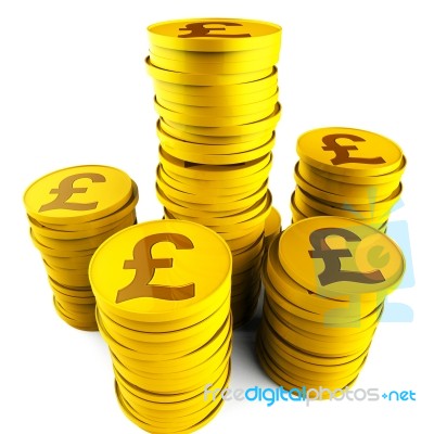 Pound Savings Indicates Monetary Capital And Prosperity Stock Image