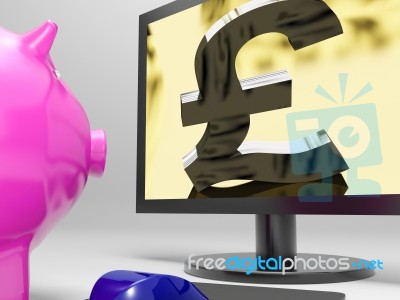 Pound Screen Shows Sterling Money Financing Profit Stock Image