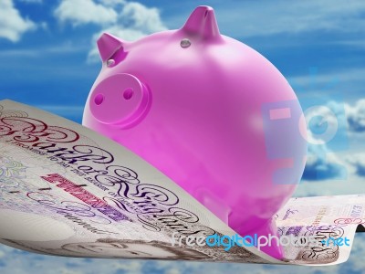 Pounds Note Pig Shows Prosperity And Investment Stock Image
