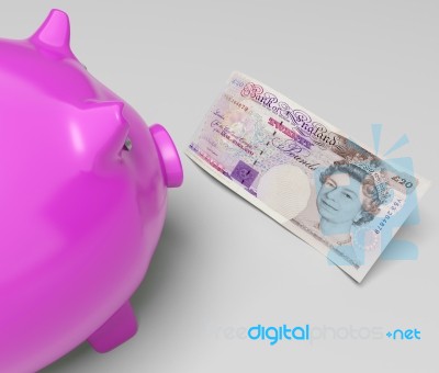 Pounds Piggy Shows Cash Savings In London Stock Image