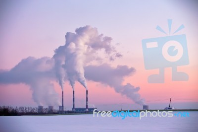 Power Plant In The Evening Stock Photo Power Plant In The Evening Stock Photo