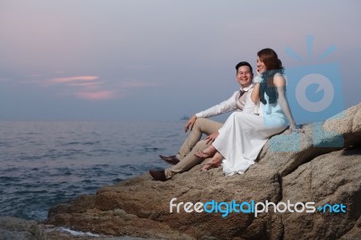 Pre Wedding Outdoor Romantic Stock Photo