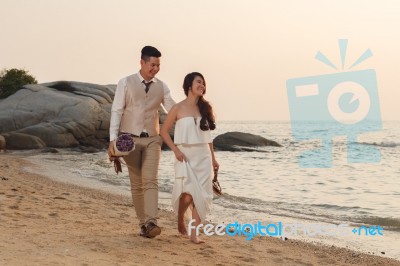 Pre Wedding Outdoor Romantic Stock Photo