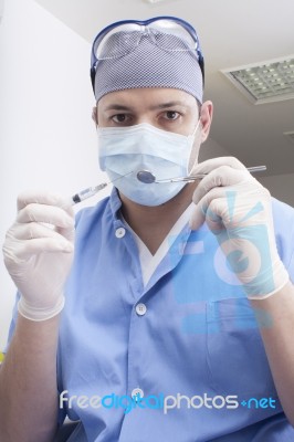 Prepparing Anaesthesia Stock Photo