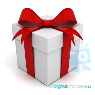 Present Box With Red Bow Stock Image