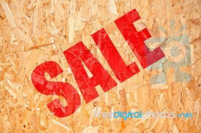 Pressed Sawdust Panel With Sale Inscription Stock Photo