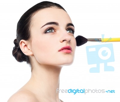 Pretty Girl Getting Face Makeup Done Stock Photo Pretty Girl Getting Face Makeup Done Stock Photo