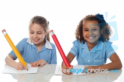 Pretty Kids Appearing For Annual Exam Stock Photo