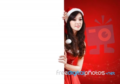 Pretty Women In Santa Outfit Stock Photo