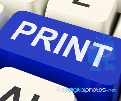 Print Key Shows Printer Printing Or Printout Stock Image