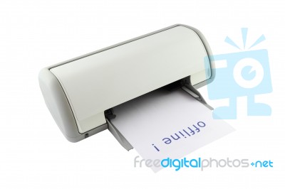 Printer Offline Mode Display On White Background Stock Photo