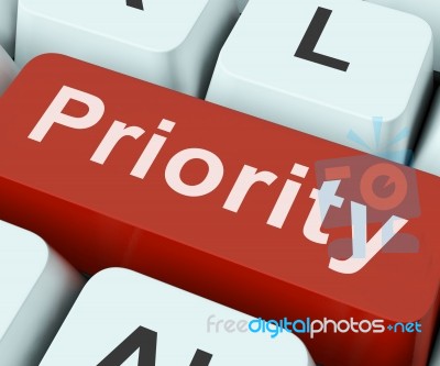 Priority Key Means Greater Importance Or Primacy Stock Image