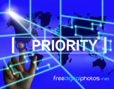 Priority Screen Shows Superiority Or Preference In Importance Wo… Stock Image
