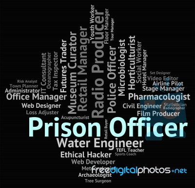 Prison Officer Shows Detention Centre And Employee Stock Image