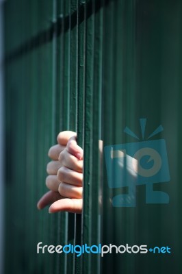 Prisoner In Jail Stock Photo
