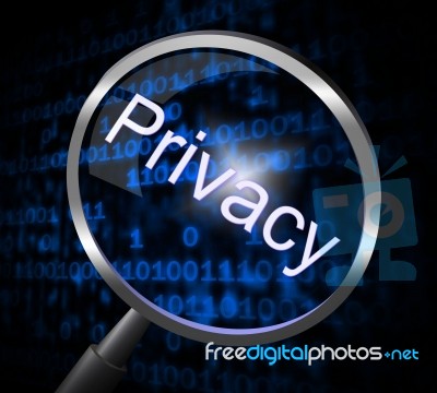 Privacy Magnifier Means Confidential Restricted And Search Stock Image