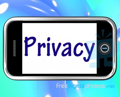Privacy Smartphone Shows Protection Of Confidential Information Stock Image