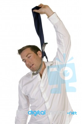 Problem Of Tie For A Businessman Stock Photo