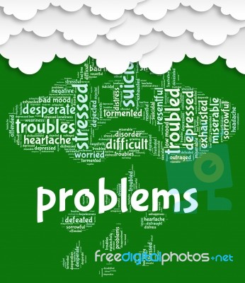 Problems Word Shows Stumbling Block And Complication Stock Image