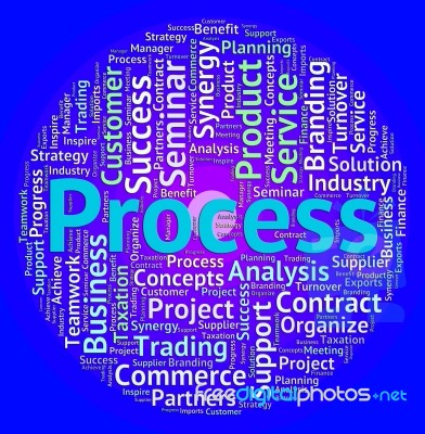 Process Word Means System Proceeding And Task Stock Image