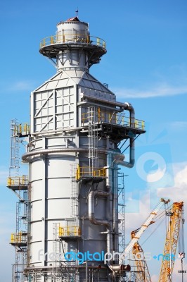 Processing Column For Offshore Platform Under Construction Stock Photo