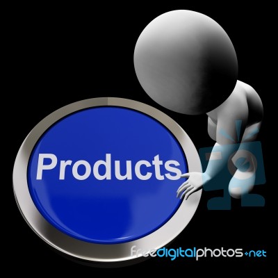 Products Computer Button Shows Internet Shopping For Goods Stock Image