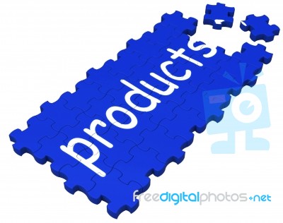 Products Puzzle Shows Shopping Or Merchandise Stock Image