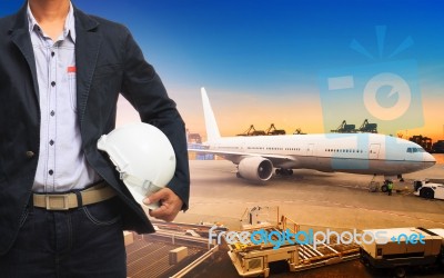 Profesional Working Man In Freight ,cargo Air Shipping And Import Export Transport Logistic Industry Stock Photo