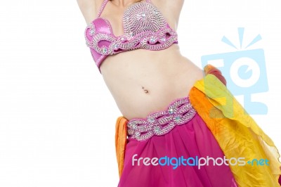 Professional Belly Dancer In Action Stock Photo