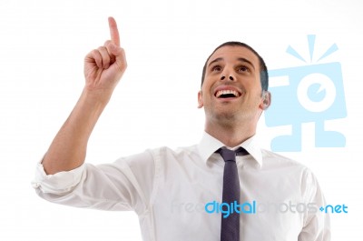 Professional Man Indicating Upward Stock Photo