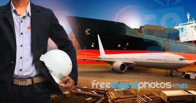 Professional Working Man In Air Freight ,cargo Logistic  And Industries Transportation Business Stock Photo