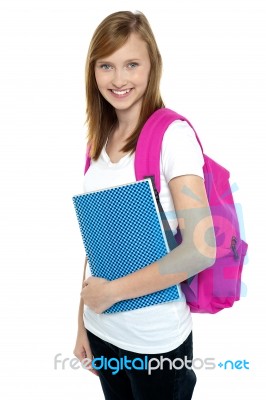 Profile Shot Of A Beautiful Young College Student Stock Photo